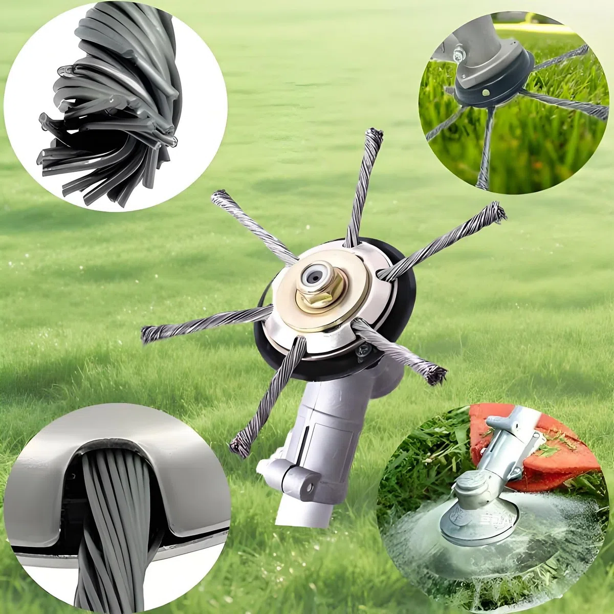 AGSYFFD 2 teste per decespugliatore in filo di acciaio resistente, attacco universale per decespugliatore da 230 mm, per tosaerba a benzina, design con filo annodato resistente, testa per