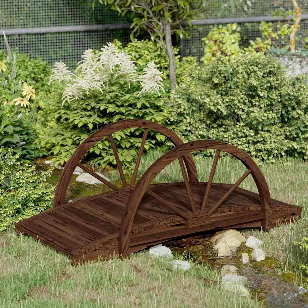 Mangloder - Ponte da giardino in legno massello di abete con design a ruote, 99 x 50 x 38 cm, portata 150 kg, per laghetto, ruscello, vialetto, giardino, terrazza e esterni decorativi
