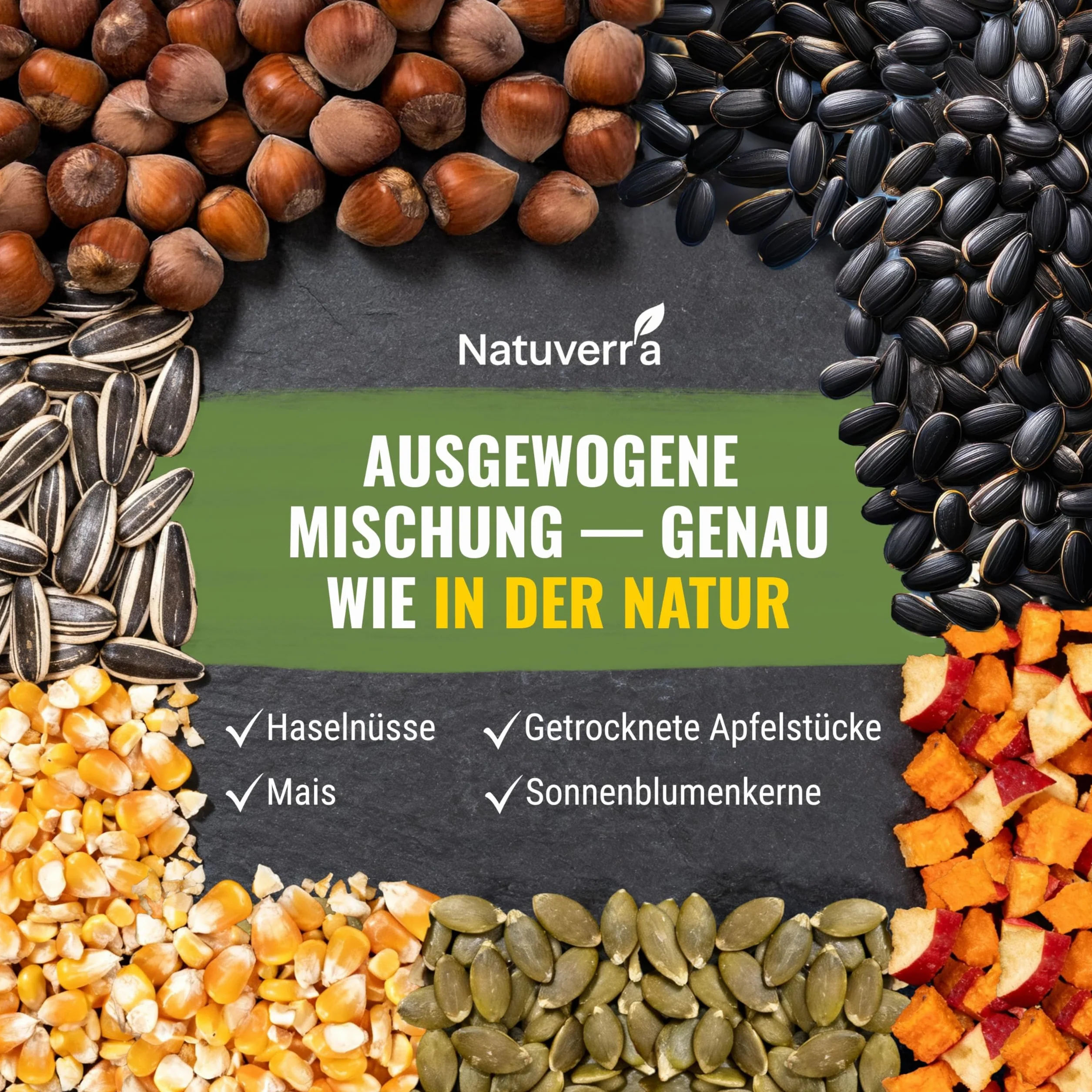Menù per scoiattolo, 1 kg, mix premium di semi, cereali, noci, frutta e verdura, ricco di proteine ed energia, cibo tutto l'anno per scoiattoli e scoiattoli, richiudibile