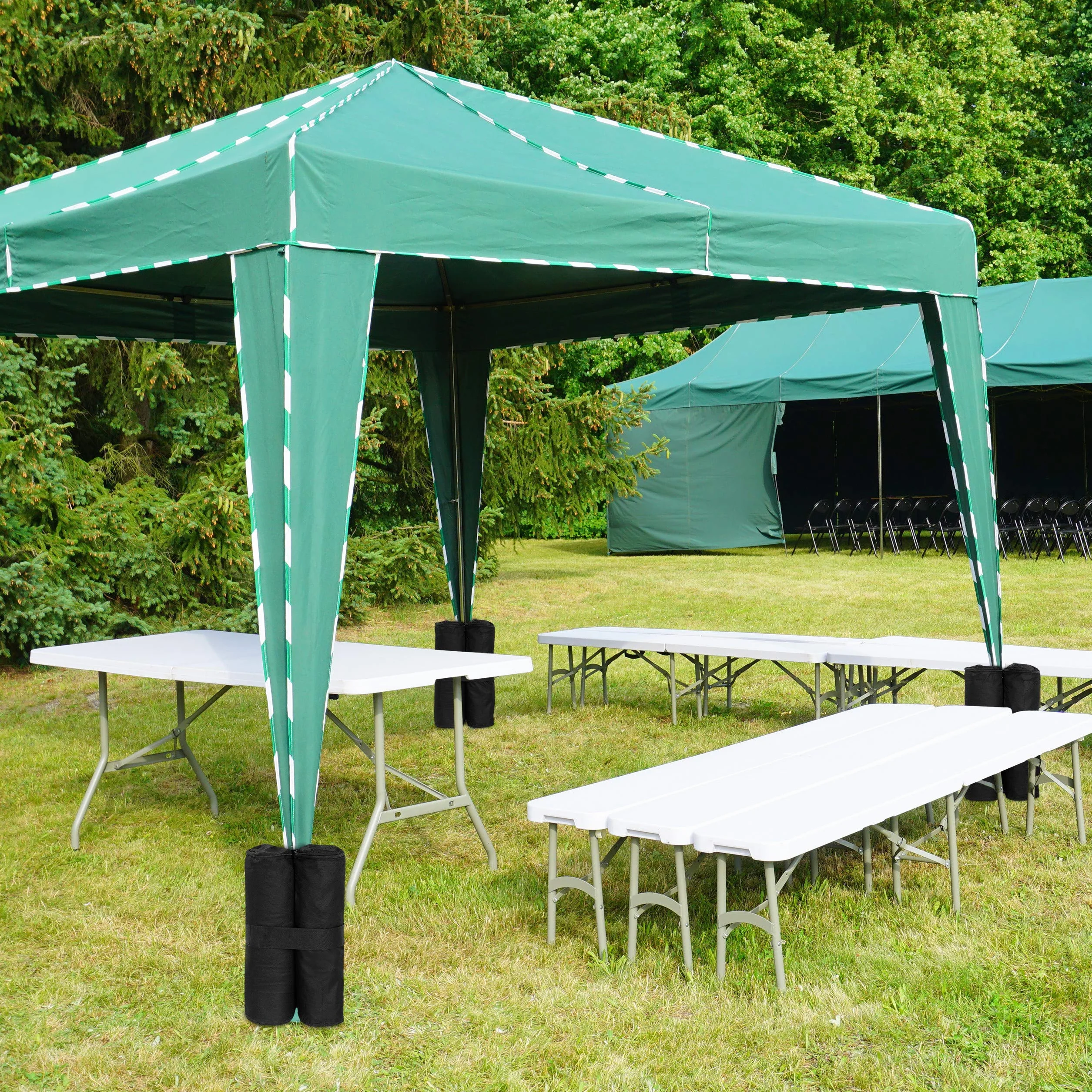 Relaxdays Pesi per Gazebo, Set da 4 Zavorre per Tende & Padiglioni, da Riempire con Sabbia o Pietre,10 kg per Piede,nero