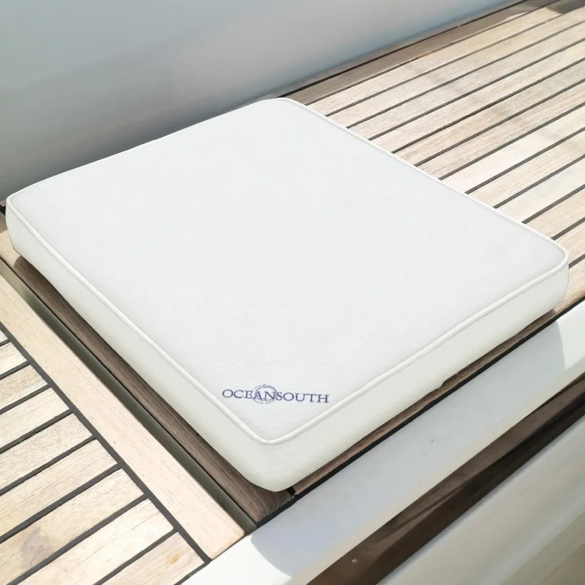 Oceansouth Cuscino per panca da barca in tessuto di poliestere (bianco, 370 mm x 1300 mm)