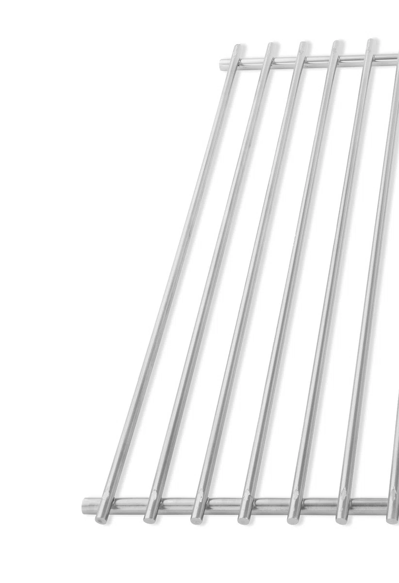 DEOS Griglia in Acciaio Inox Europeo AISI 304 - Griglia Barbecue 55x33cm - Accorciabile per Barbecue e Forno - Griglia Girevole Ideale per Camino Legna e Barbecue Balcone - Diametro 7+5mm