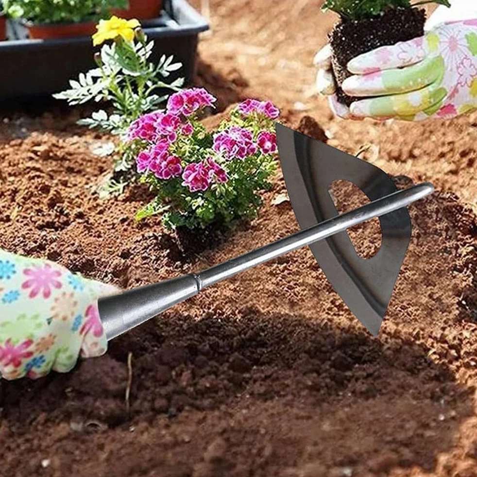 Zappa da giardino in acciaio inox, con manico lungo, zappa cava fatta a mano, facile caccia alle erbacce e allentamento del terreno