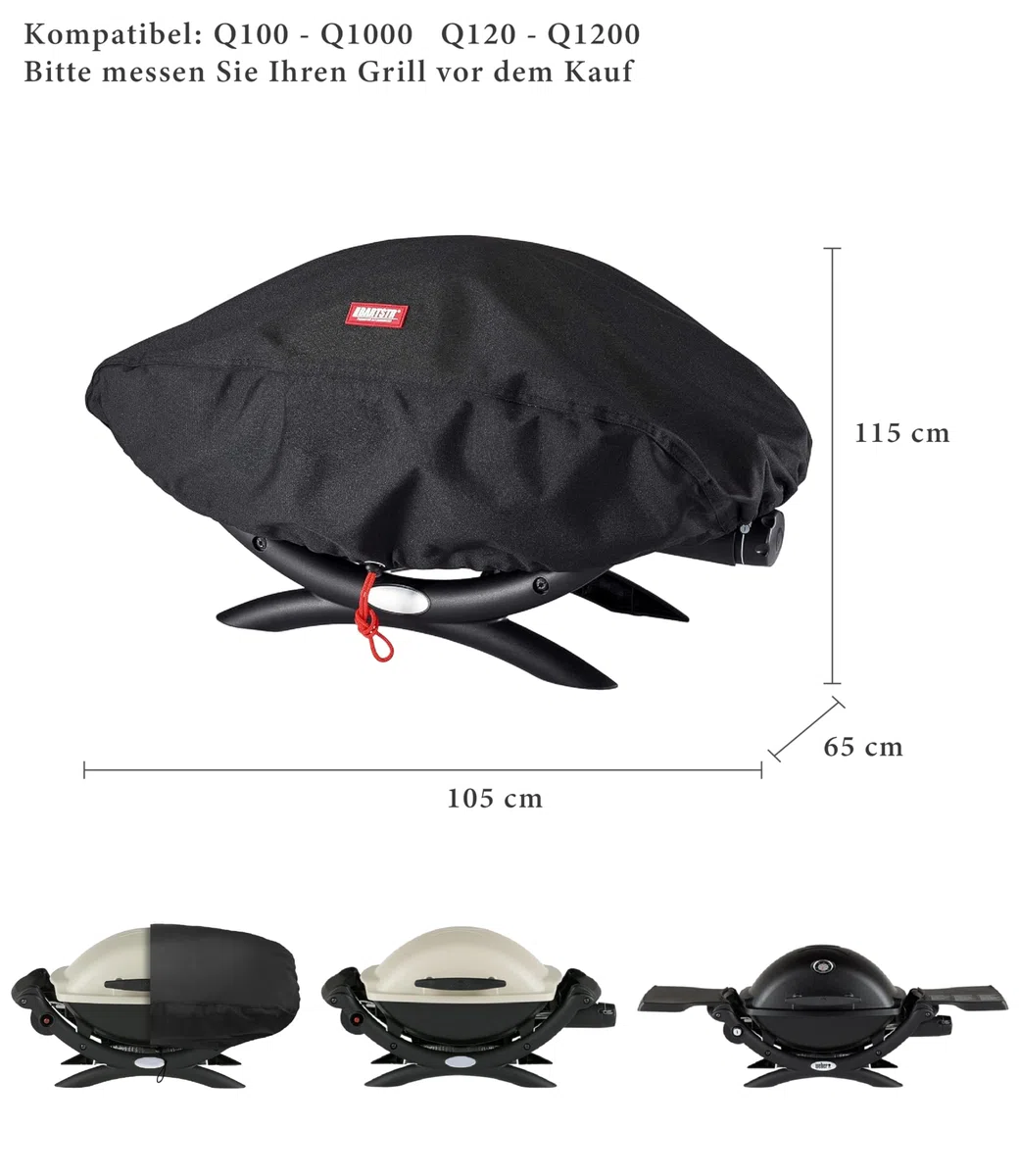 BARTSTR Telo di copertura per barbecue resistente alle intemperie, 76 x 40 x 30 cm, 600D OxfordGrill per serie Q200/Q240/Q100/Q1000, antistrappo e impermeabile, con protezione UV, accessorio per
