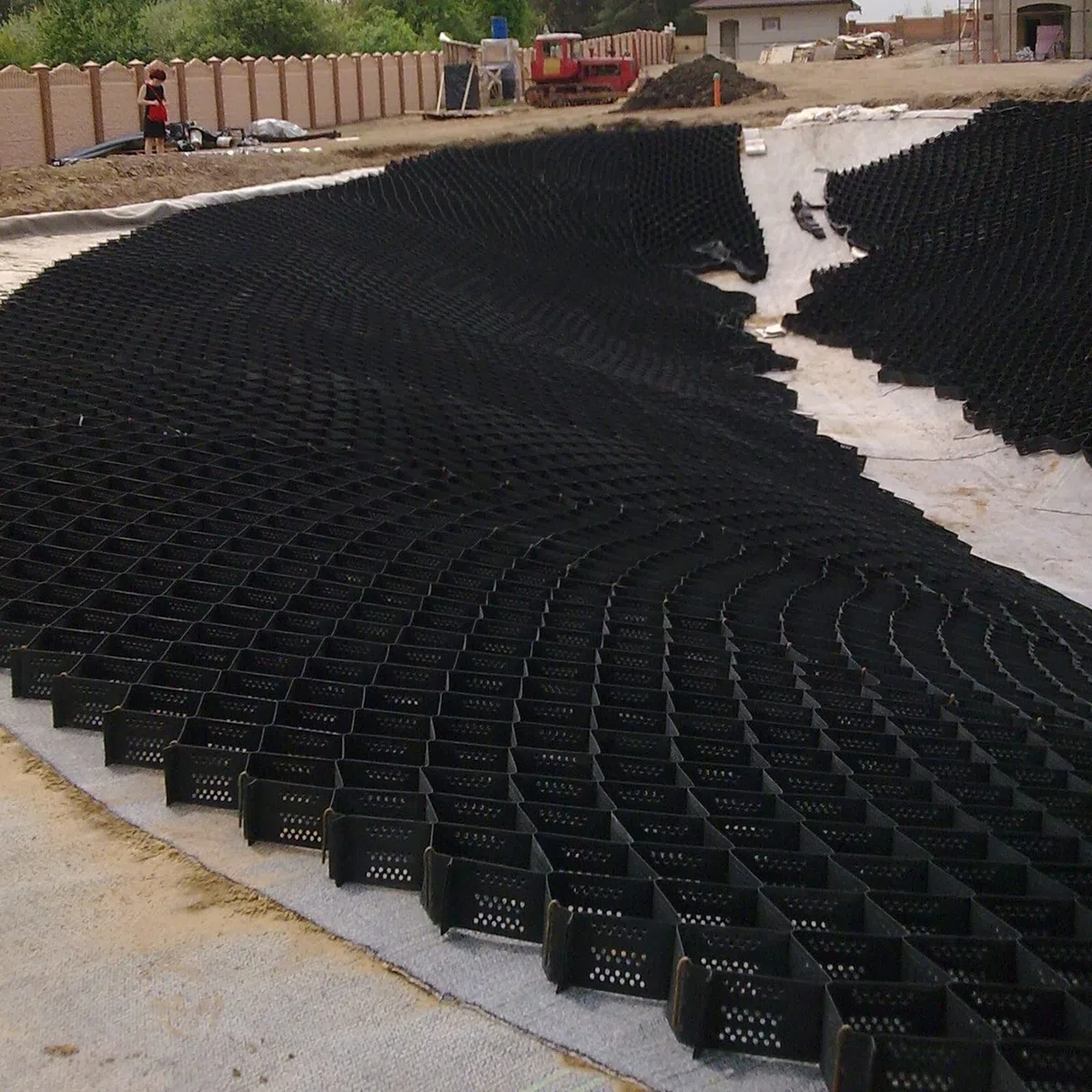 Griglia stabilizzante per erba per giardino e giardino, griglie permeabili per vialetti, sentieri e parcheggi, 5 m/6 m, riempibile con cemento, tappetino di supporto per erba