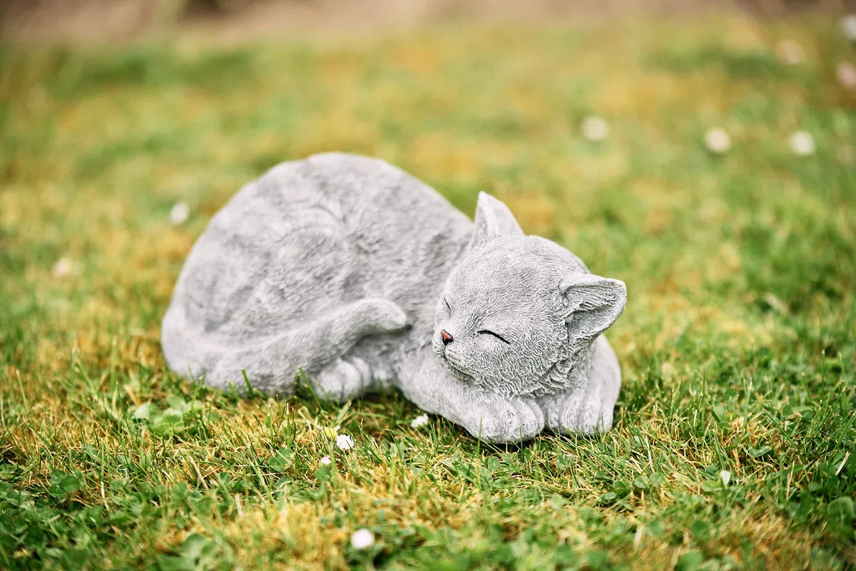 stoneandstyle Statua in pietra, Gatto in pietra, fatto a mano, resistente al gelo