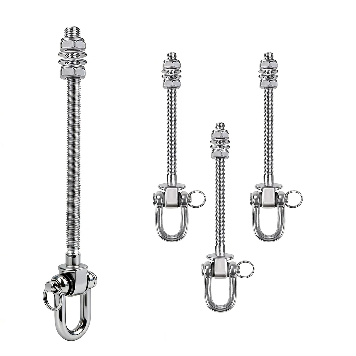 Ganci per Altalena Resistenti in Acciaio Inox con Cuscinetti Confezione da 4, Bulloni M10 Girevole, capacità 680 kg, per Travi in Legno e Acciaio, Altalena Portico, Sedia Sospesa (4)