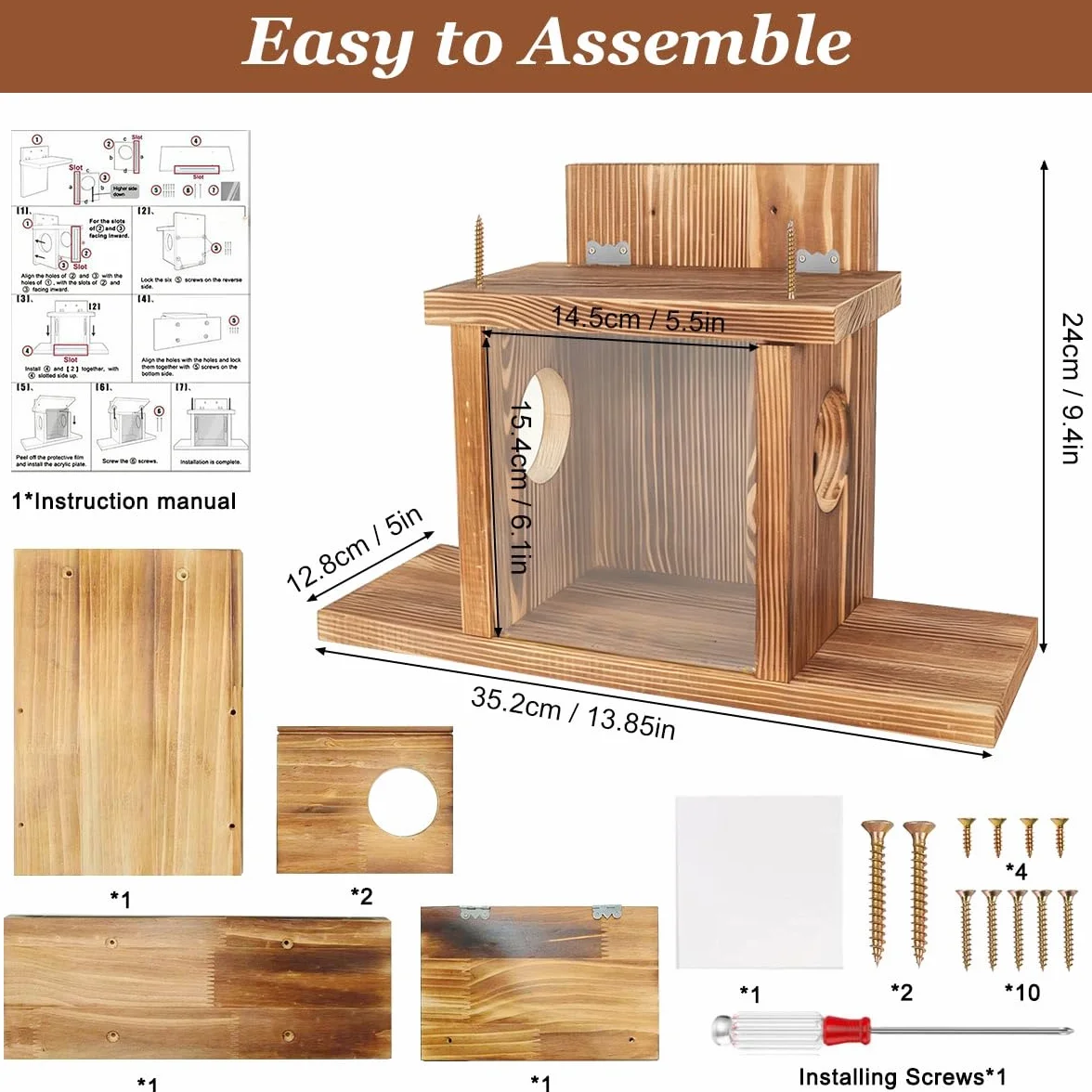 Mangiatoia per Scoiattoli, Casetta per Mangime Scoiattolo in Legno, Mangiatoia Scoiattoli da Esterno, Resistente alle Intemperie, Appendere Casa Mangiatoia per Giardino all'Aperto