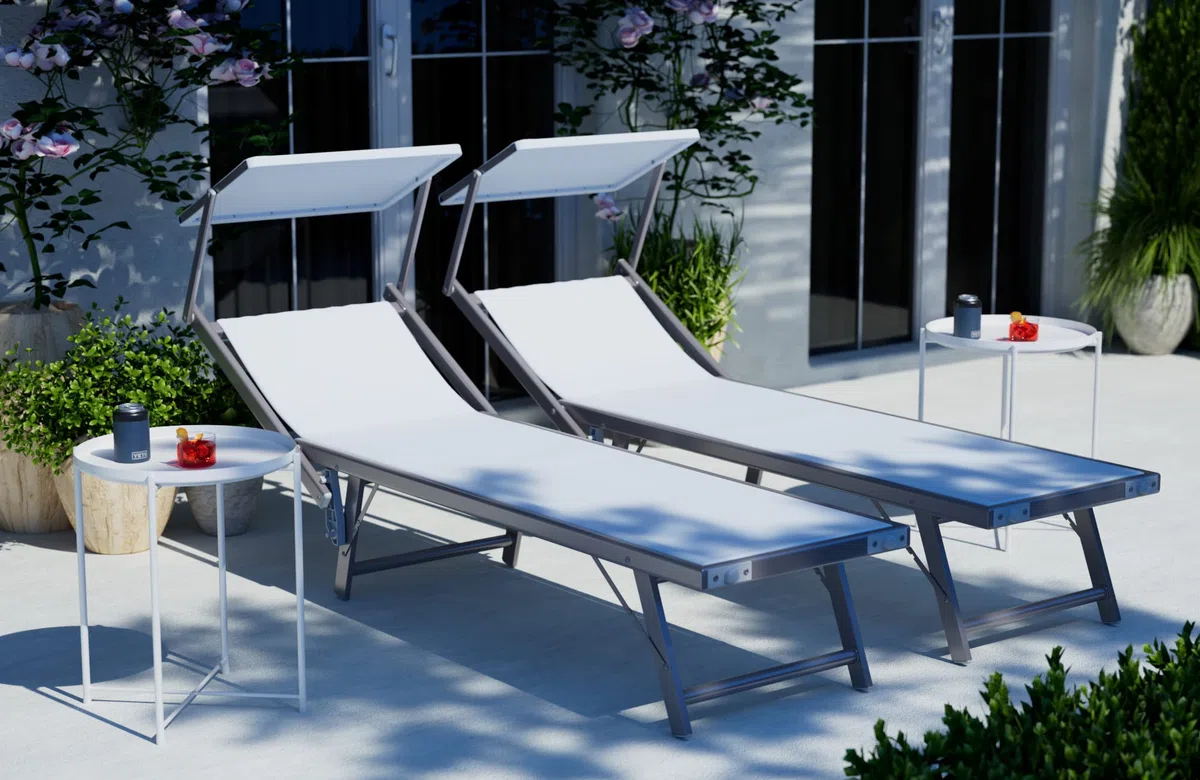 Linea Garden Friend Lettino Mare Ibiza in Textilene 580 Gr/M² Colore Bianco, 183 x 61 x 38 cm