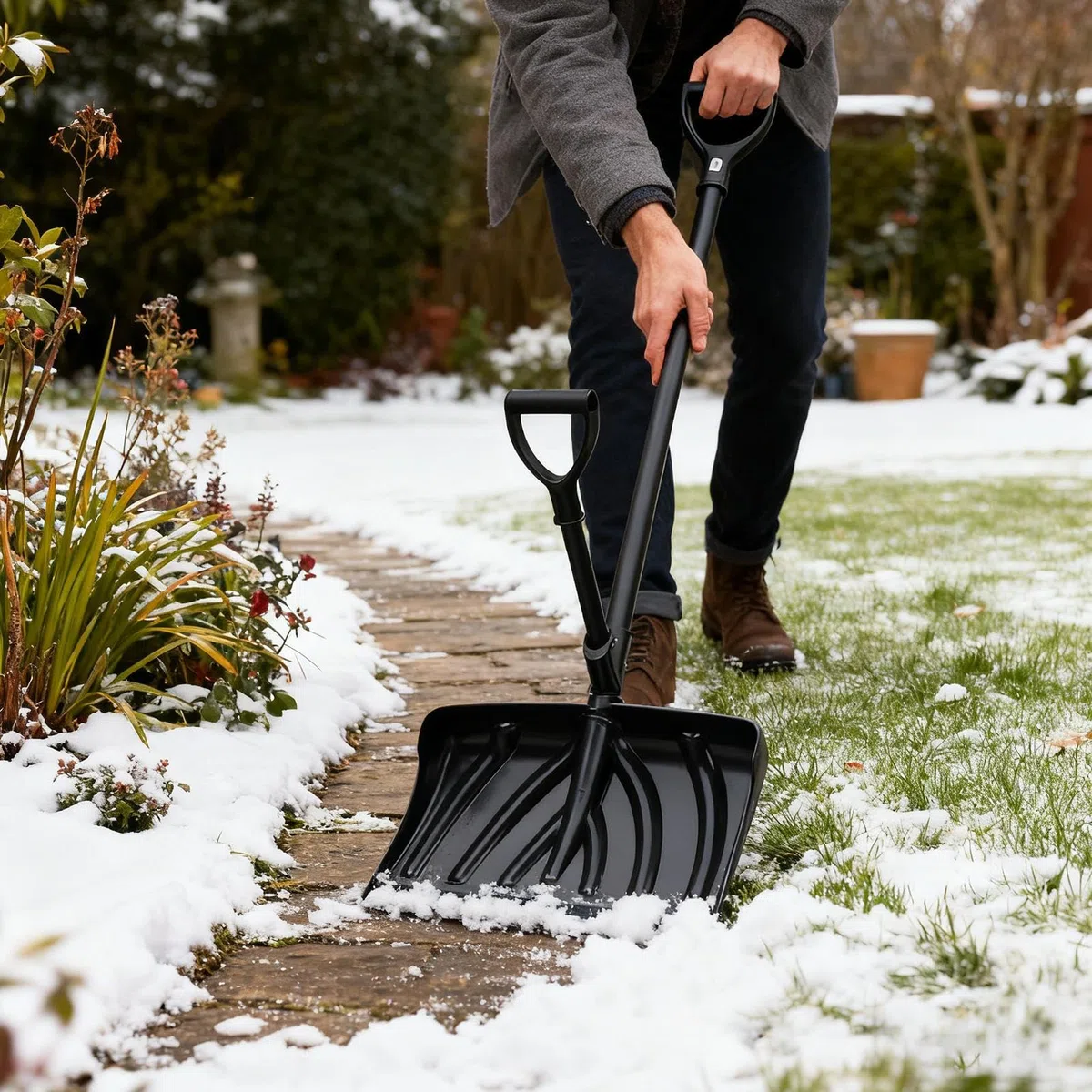 Pala Da Neve Per Raschietto Ampio Con Manico Antiscivolo | Pala Ergonomica Per Rimozione Neve Per Sentiero All'Aperto Campeggio Casa Cortile Giardino Freddo Fango