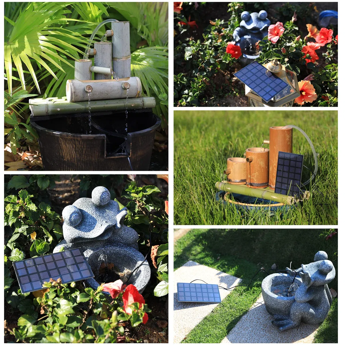 AMZtime Fontana Solare 2,5W, Fontana Solare Fai Da Te 2024 Aggiornamento con tubo da 1,2 m e 6 Ugelli, DIY Solare Stagno Pompa per Laghetto da Giardino, Bagno Degli Uccelli, Vasca per Pesci