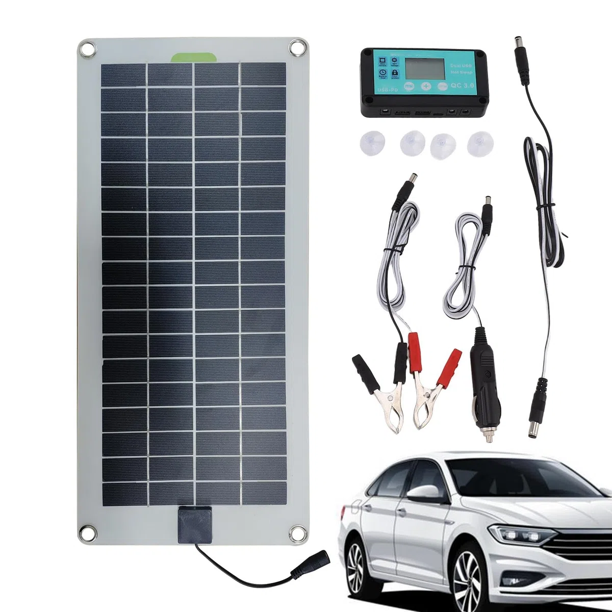 Mantenitore Solare Per Auto, Caricabatteria Solare Per Auto Da 12 V, Mantenitore Di Mantenimento Batteria Solare Da 30 W, Kit Pannello Solare Per Auto Portatile Per, Autoveicoli, Backup