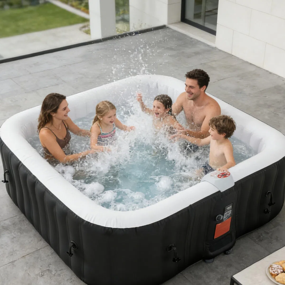 Vasca idromassaggio gonfiabile con riscaldatore da 1800 W, sistema di massaggio a 130 getti d'aria, 60% in più di efficienza energetica, spa portatile per piccoli bagni e giardino, include copertura