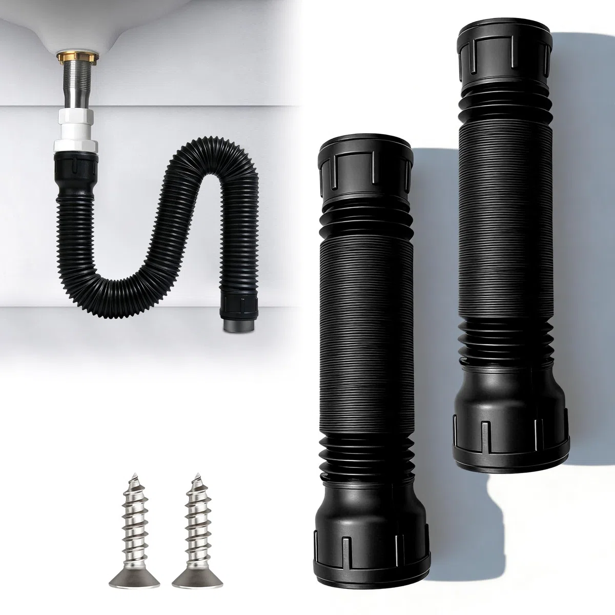 2 pezzi per grondaia, tubo flessibile di scarico, prolunga per grondaia, tubo di scarico 80/100 mm, nero, per case e case da giardino