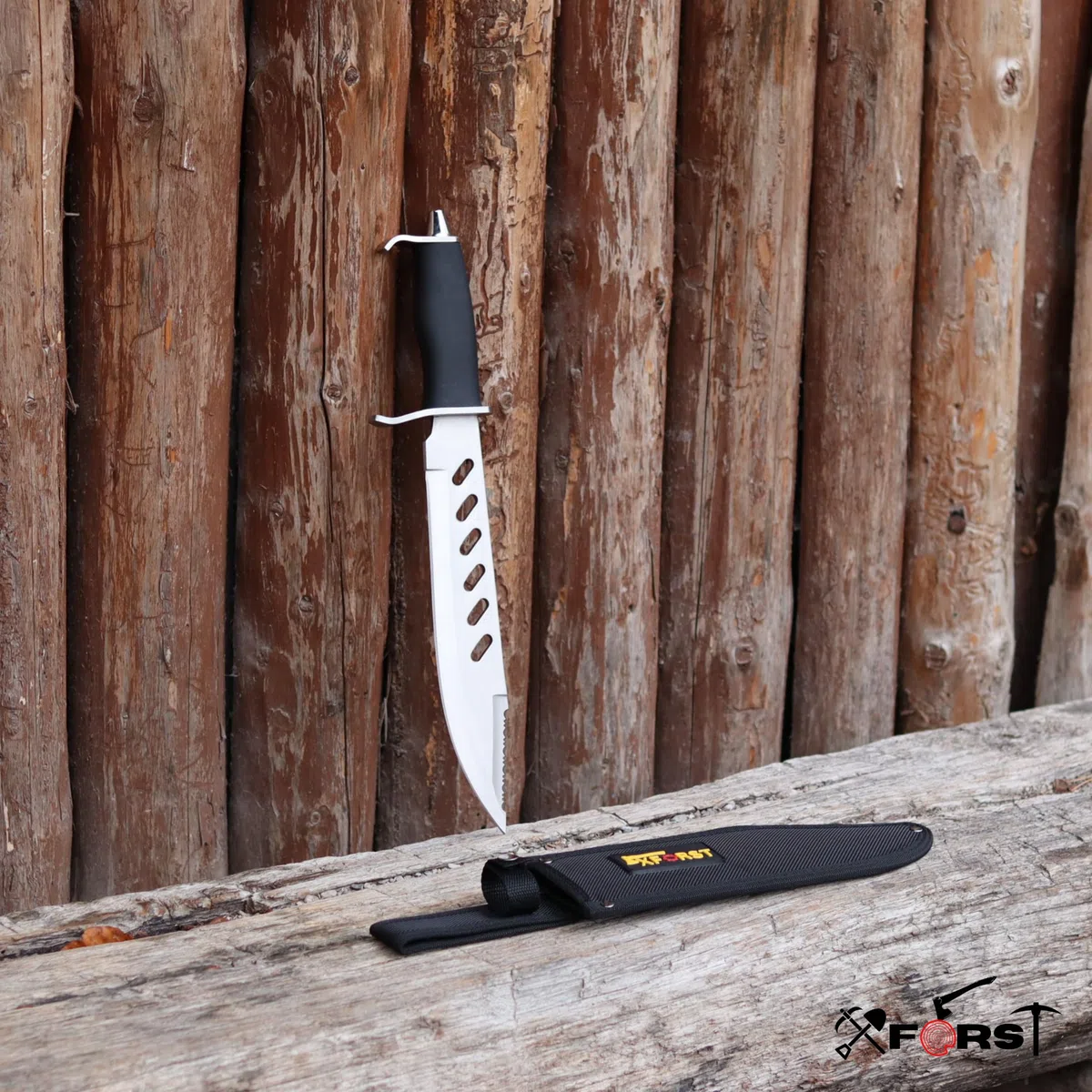 Xforst machete da giardino Coltello da sopravvivenza outdoor di alta qualità, lunghezza totale 38 cm, impugnatura in plastica e fodero in tessuto Oxford.