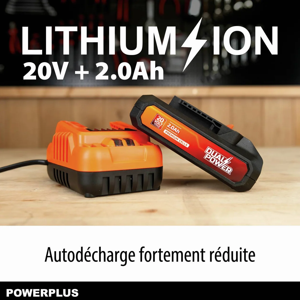 POWER plus Set di batterie e caricabatterie Dual Power POWDP90620-20 V, batteria da 2,0 Ah, per utensili da 20 V, caricatore da 2 A, per batterie da 20 V e 2 x 20 V, per avvitatore a batteria,