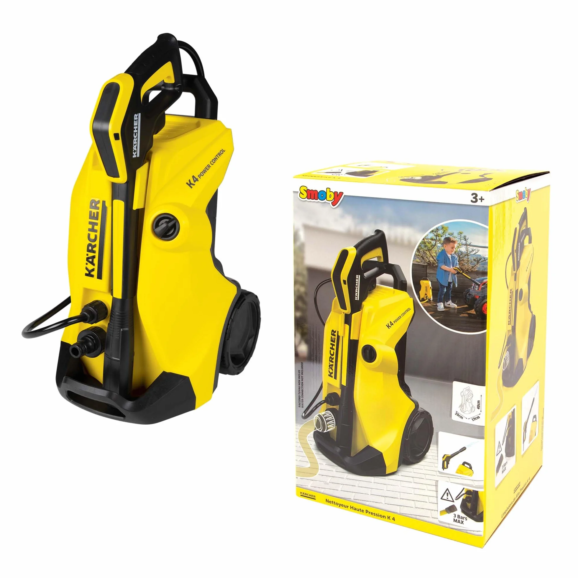 Smoby- Karcher idropulitrice, 7600360902, +3 Anni, collegabile al Tubo dell'Acqua, con Ruote e Maniglia, 2 getti Diversi