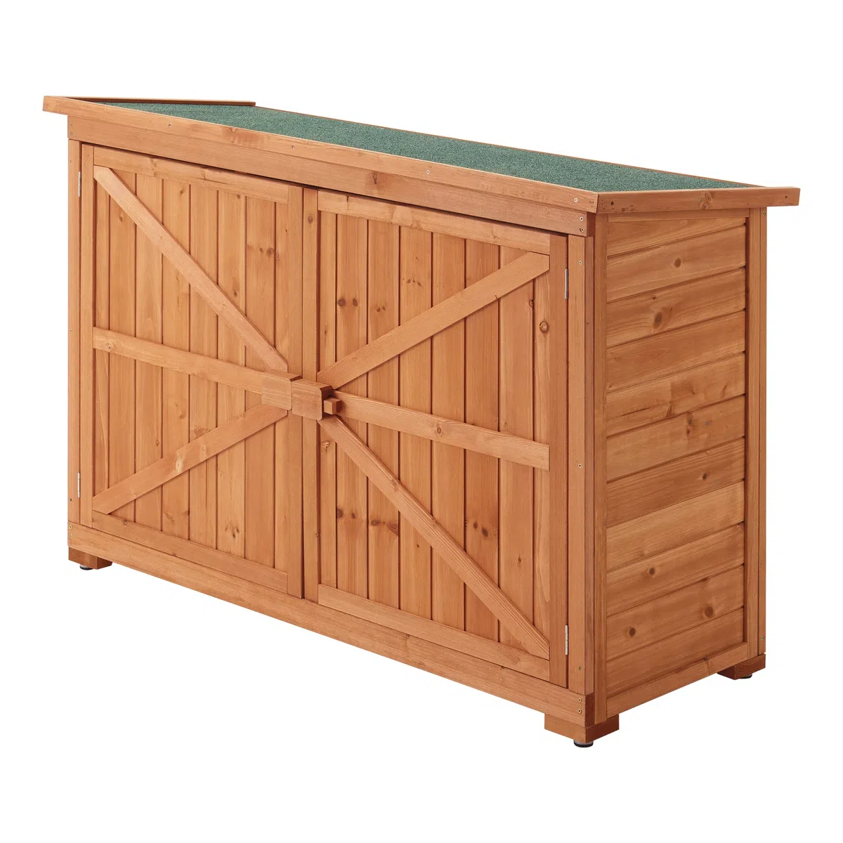[en.casa] Armadio da Giardino (AxLAxP) 88 x 128 x 50 cm Mobile da Esterno per Immagazzinaggio con 2 Ante - Struttura in Legno - Tettuccio Antipioggia