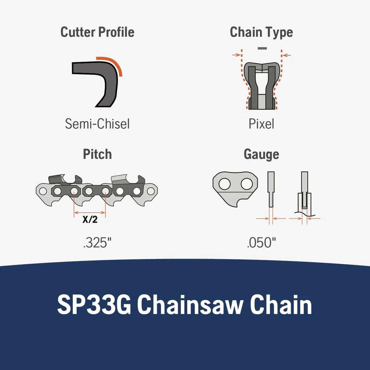 Husqvarna 581643672 SP33G X-Cut .325 .050 72 DL, confezione da 3