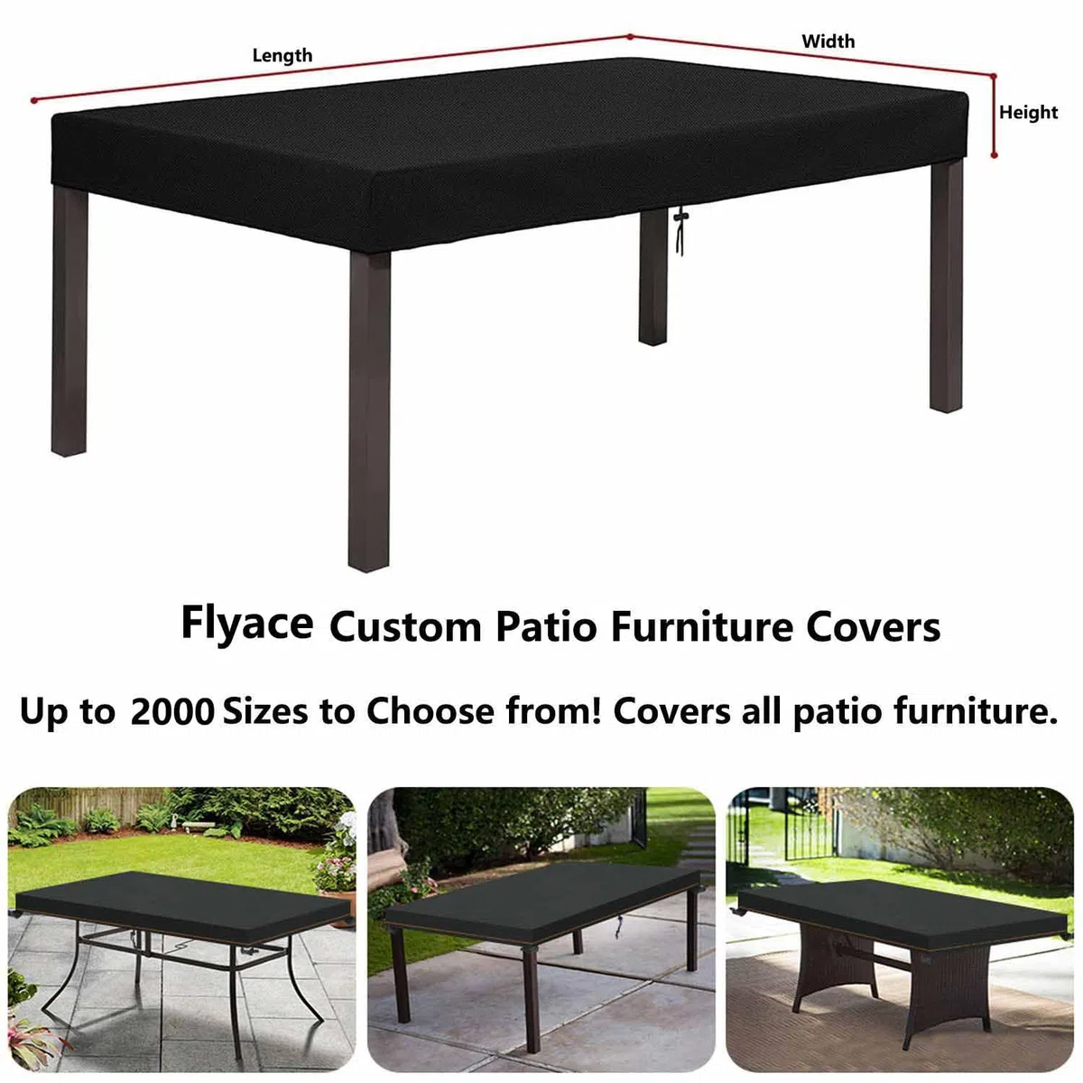 Flyace Copertura per Tavolo da Giardino per Tavolino Copritavolo da Esterno Impermeabile 600D Telo Copri Tavolo per Esterno Telo Copertura Tavolo Esterno Tessuto Oxford 110x110x25cm