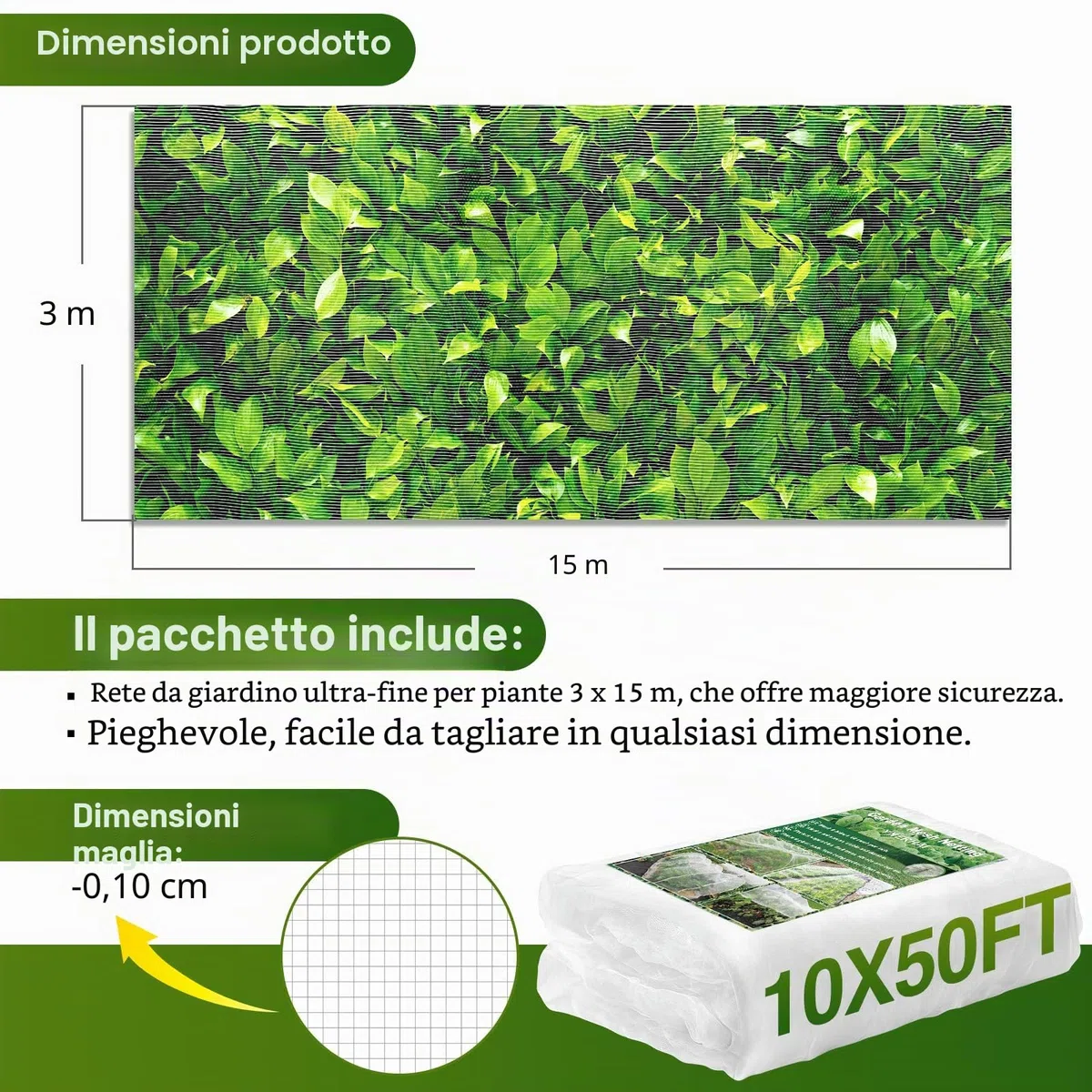 10 x 15 m rete a rete da giardino, per alberi da frutto e piante, per verdure, mirtilli, cespugli di piante, protezione schermo