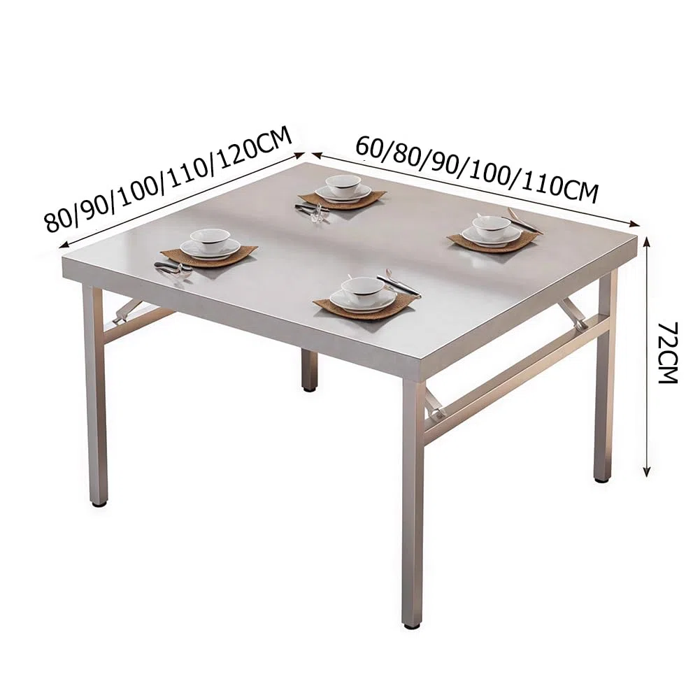 Tavolo di preparazione pieghevole in acciaio inossidabile 80x80cm Tavolo da lavoro professionale per esterni e imballaggio Postazione di lavoro portatile multifunzionale