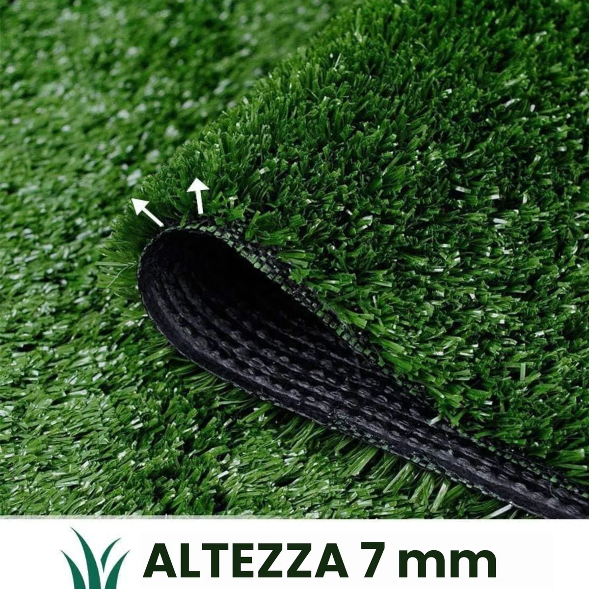 Baroni Home Rotolo di Erba Sintetica 10x1 m, Altezza 7 mm, Verde Naturale, Erba in PE, Fondo Drenante in PP, Alta Densità Fili/m², Resistente e Sicura per Animali, per Giardini, Terrazzi, Piscine