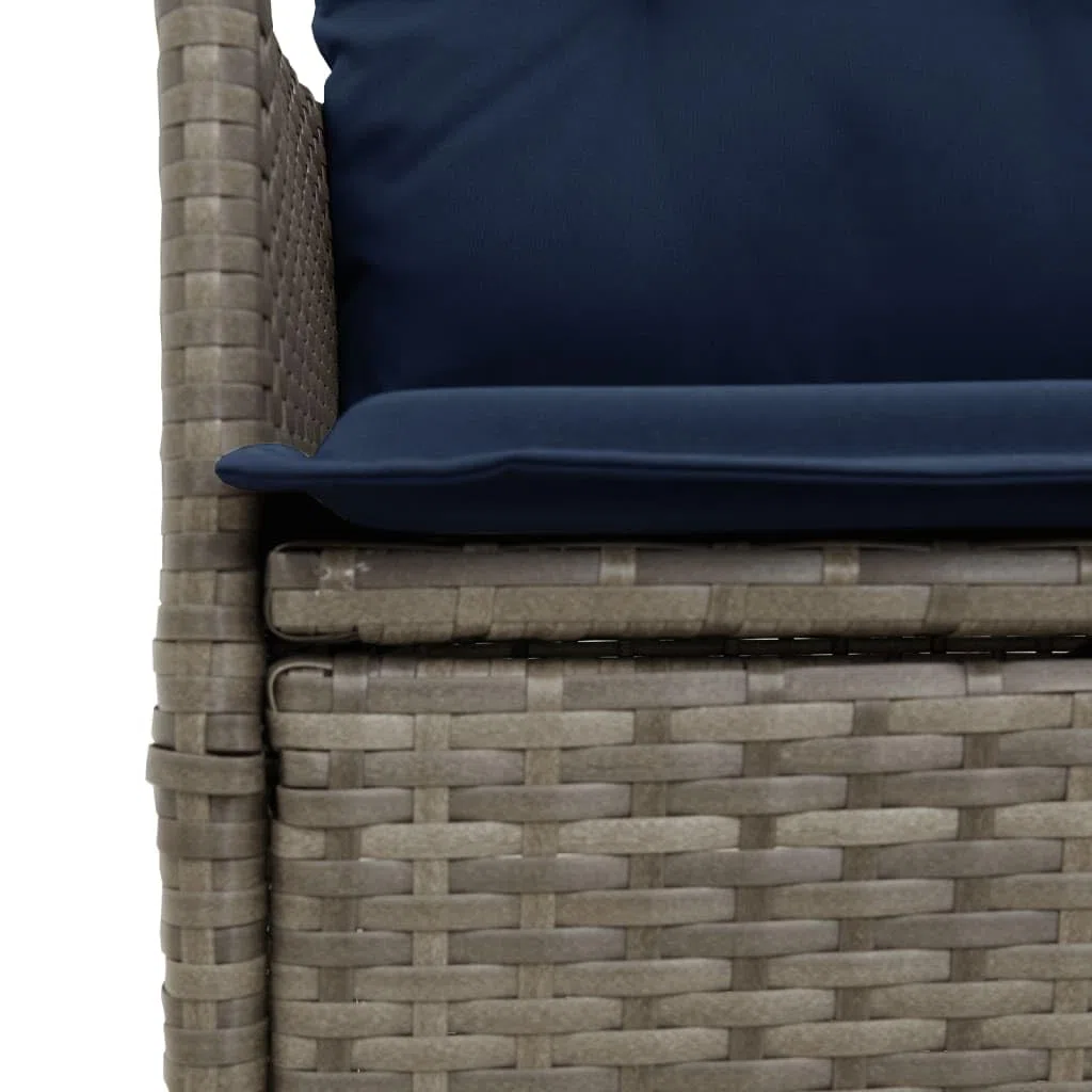 Set da Bistrot 3 pz in Rattan PE Grigio con Sedie Reclinabili | Arredo pieghevole e reclinabile con tavolino coordinato, ideale per momenti di relax in giardino, balcone e terrazzo.