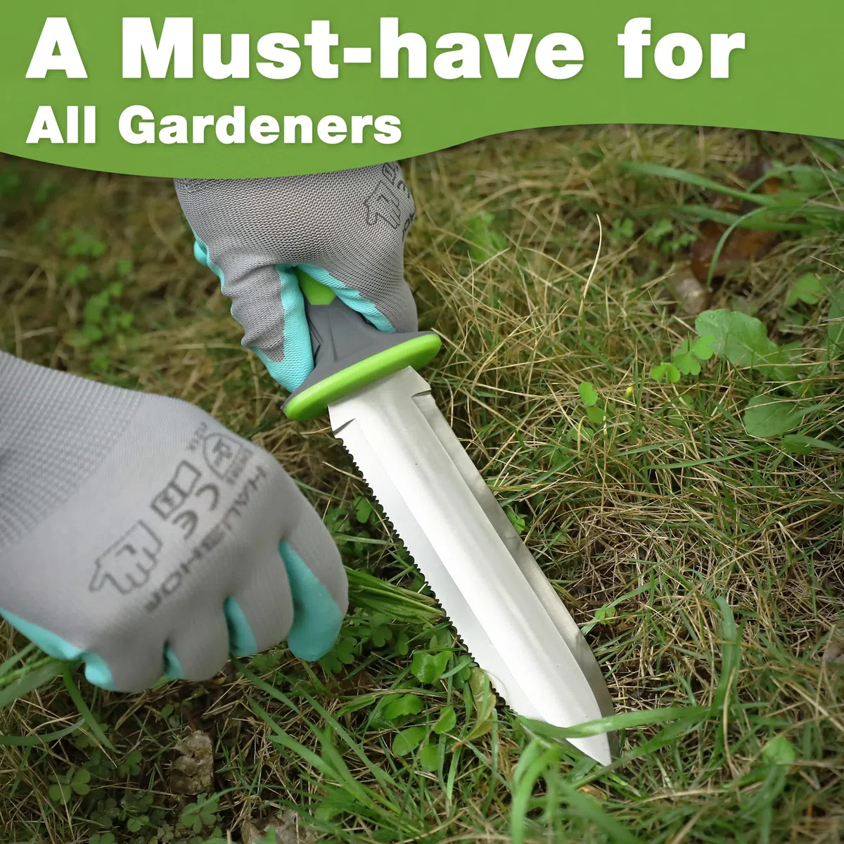 WORKPRO Coltello da Giardino in Acciaio Inossidabile, Strumento Ergonomico con Manico in TRP, Paletta da Giardino con Custodia in Oxford - Ideale per Estirpazione, Piantagione e Scavatura