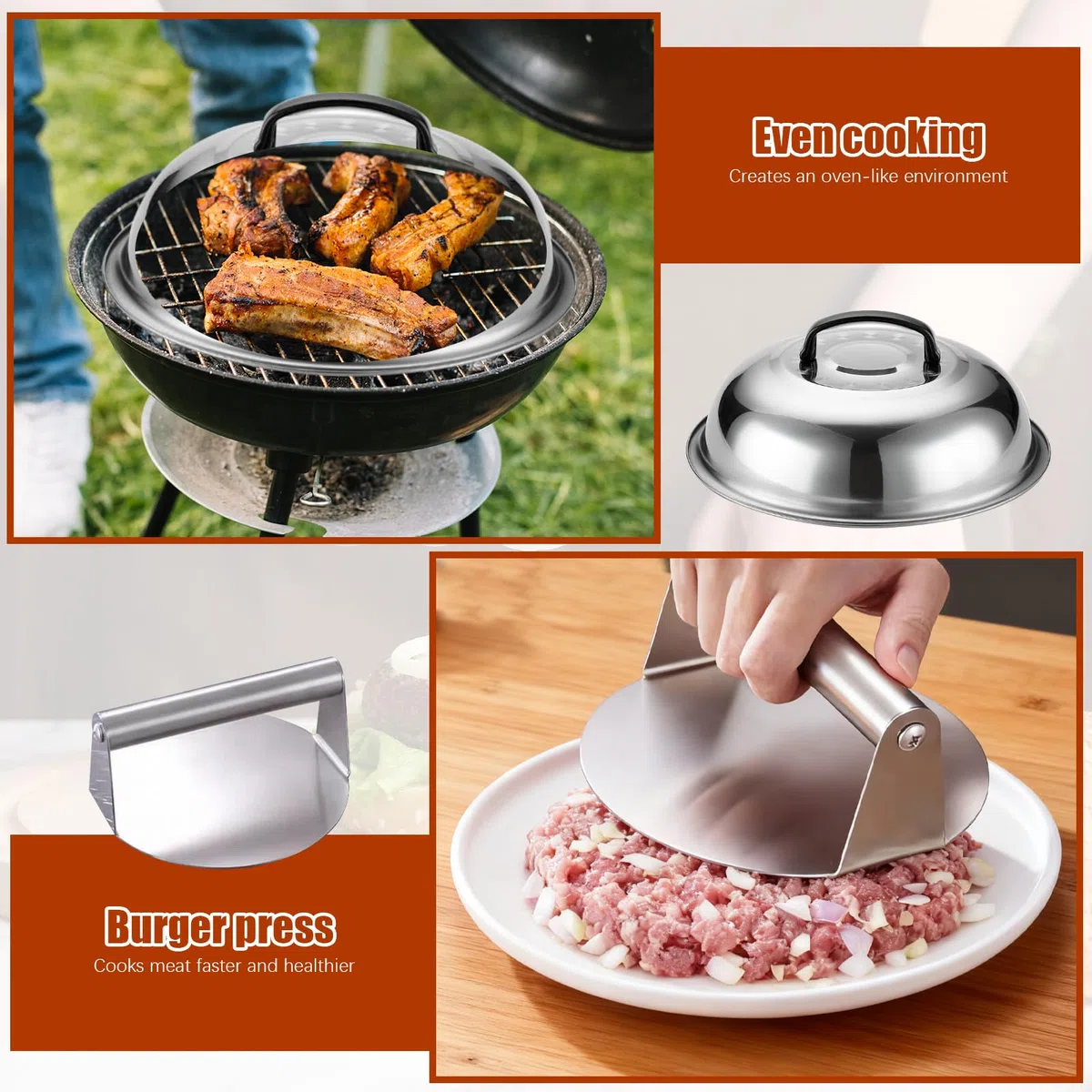 27 Pcs Accessori Barbecue, Kit Smash Burger, Utensili Teppanyaki Barbecue Attrezzi Acciaio Inox con Portatile Valigetta, Perfetti Utensili Uomini per Campeggio, All'Aperto Cucina, Picnic