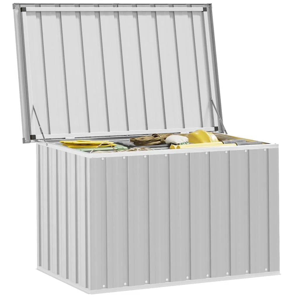 Générique Cassapanca giardino grigio 109 x 67 x 65 cm, scatola portaoggetti esterna in acciaio zincato per cuscini, cuscini e coperte, design senza tempo per terrazza e giardino.