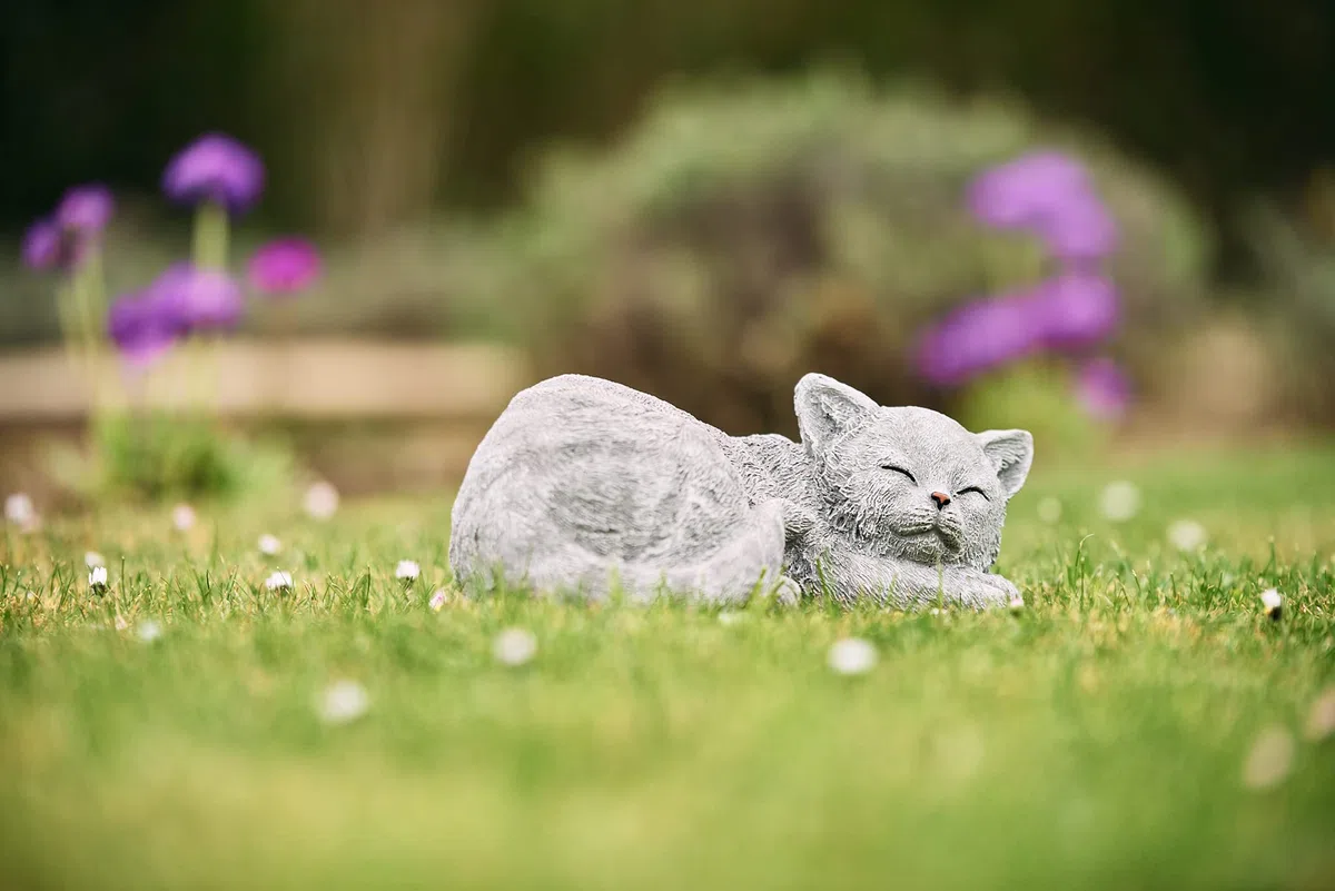 stoneandstyle Statua in pietra, Gatto in pietra, fatto a mano, resistente al gelo