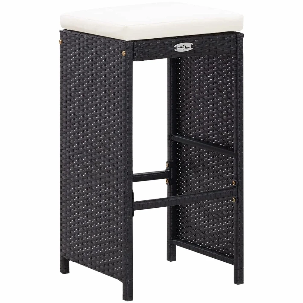 vidaXL Set da Bar da Giardino 7 pz con Cuscini in Polyrattan Nero