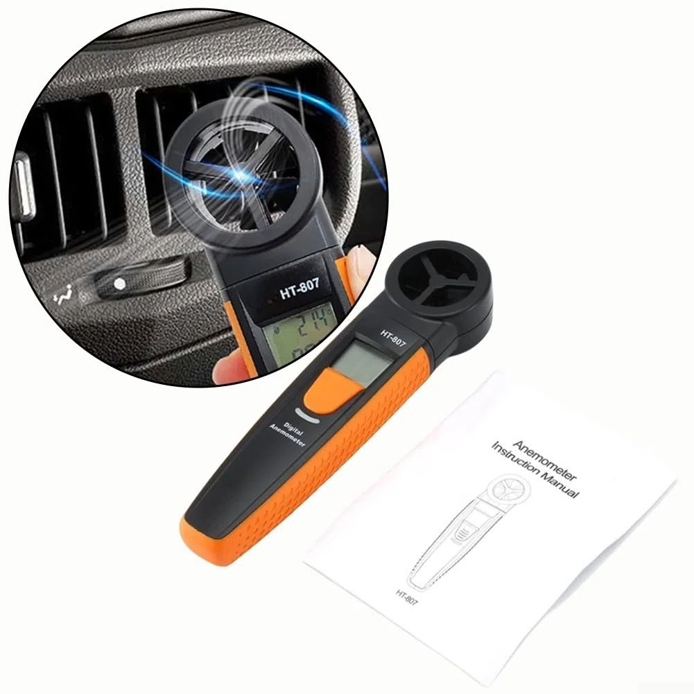 Anemometro digitale con doppio sensore di temperatura, 5 unità per mph m/s, nodi ft/min, retroilluminazione LCD, scala Beaufort per HVAC, vela, golf, aquiloni, pesca, caccia, arrampicata, metallo