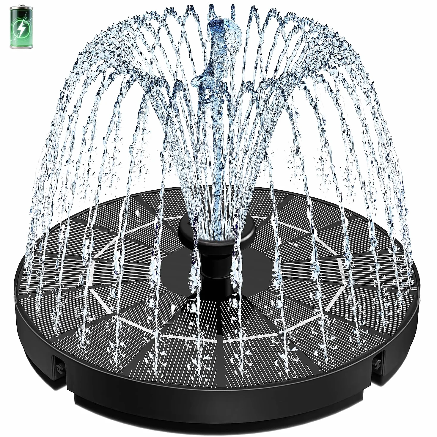 SZMP Fontana Solare Esterna, 3.5W Pompa ad Acqua Solare con 2000mAh Batteria, Fontana da Giardino Esterno con 8 Ugelli & 4 Fissatori per Laghetto, Piscina, Vaso dei Pesci e Bagno per Uccelli