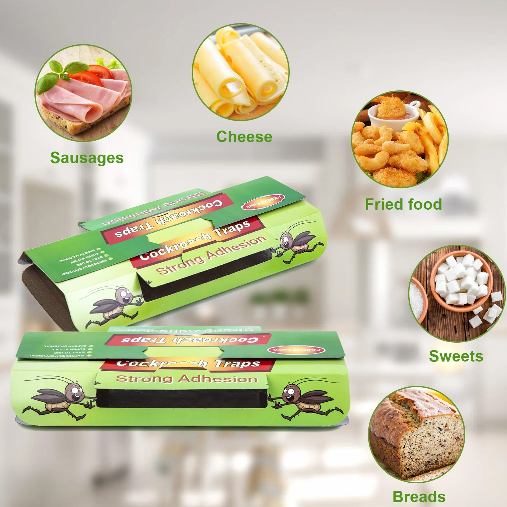 Set di 48 Trappole per Scarafaggi, Prodotto Anti-Scarafaggio Verde, Efficace Contro