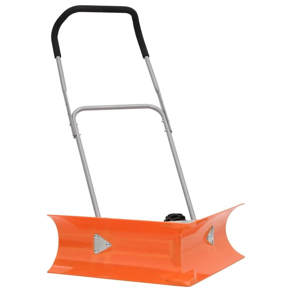 Pala da neve a doppio angolo manico estensibile in acciaio arancione pala con ruote antiscivolo, strumento per racchette, spinge neve