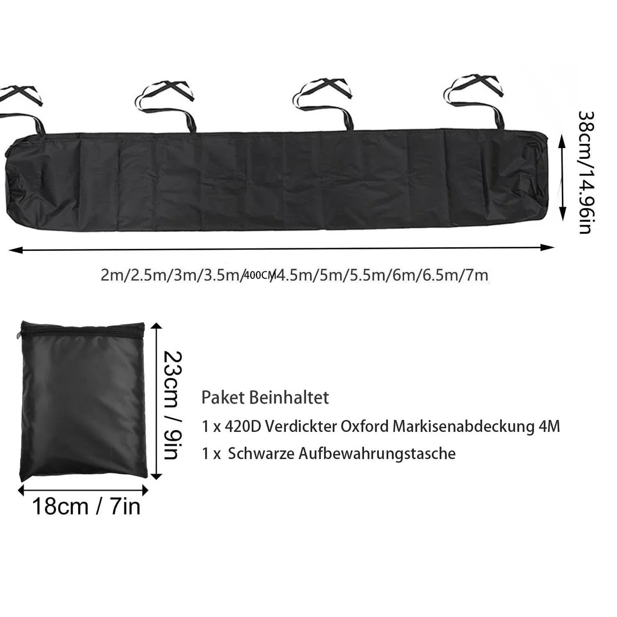 JDMA 400CM Coperture per Tende da Sole Custodia per Tenda da Sole Copertura della Tenda per Patio Esterno da Giardino Custodia impermeabile per tenda