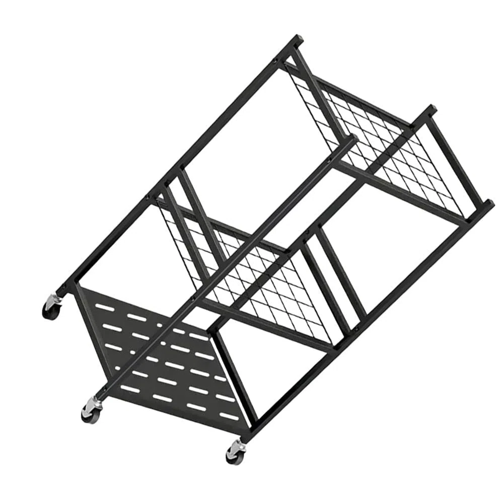 Scaffale da giardino, supporto in metallo per garage e organizzazione esterna, salvaspazio, pale, rastrelli, tubi, nero, 80 x 30 x 40 cm