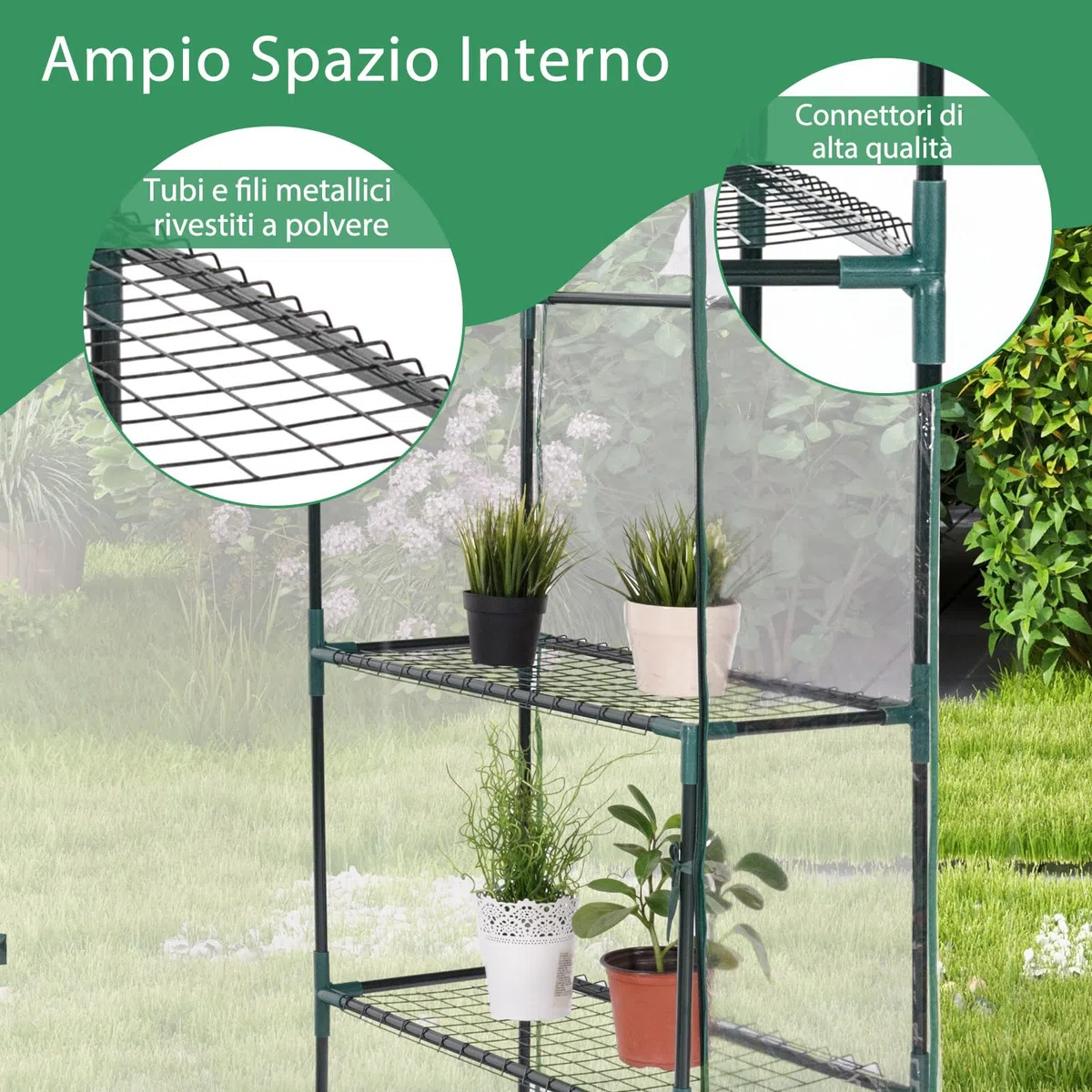 COSTWAY Serra da Giardino per Orto e Piante Inverno, Serra da Esterno con Telaio in Alluminio, Porta Avvolgibile e Telo Trasparente, Serra Robusta per Giardino e Balcone, 143 x 73 x 195 cm