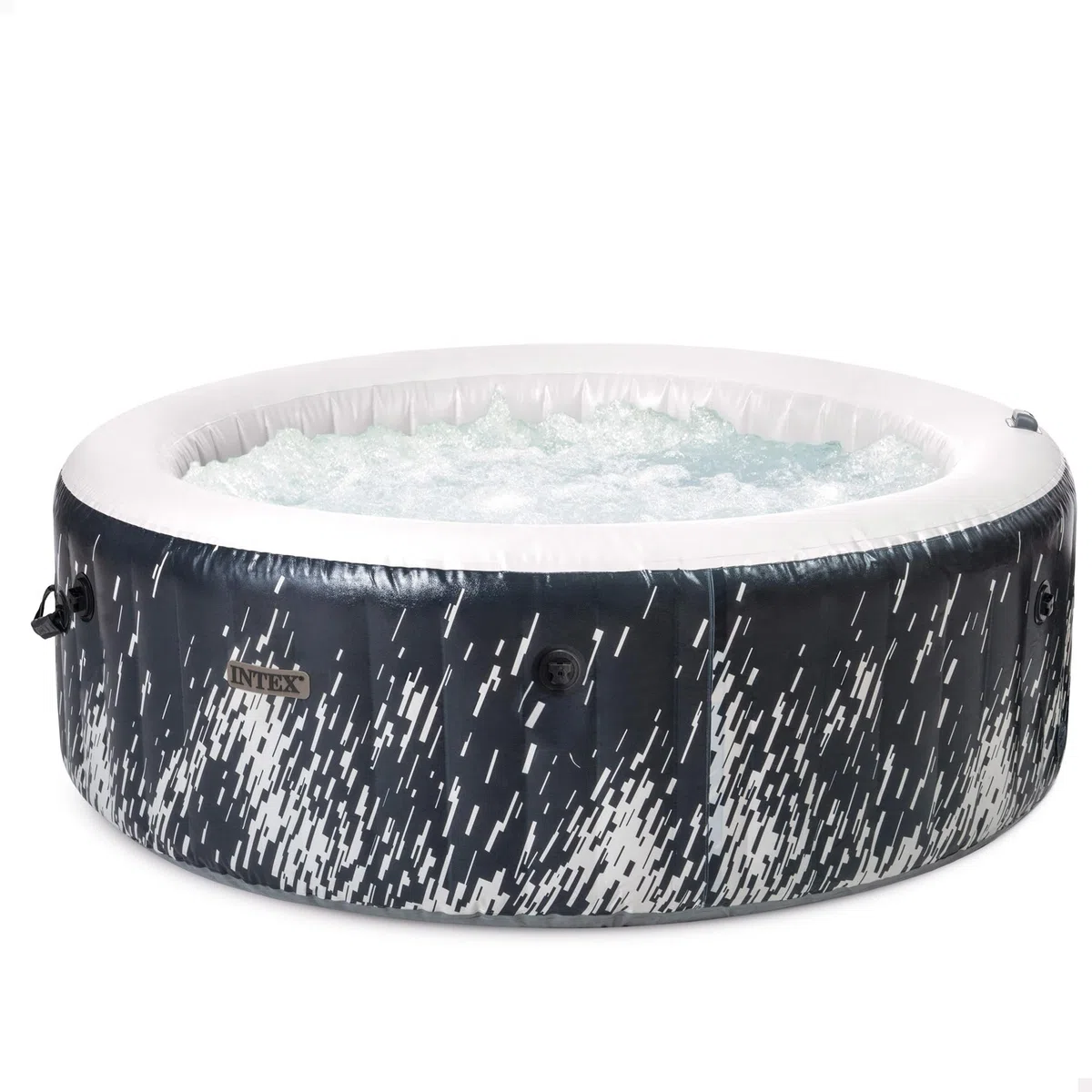 Intex 28494NP - Idromassaggio Gonfiabile Rotondo PureSpa Bubble Glow Deluxe, 4 Posti, 140 Getti, PVC, LED Multicolore, 196x71 cm