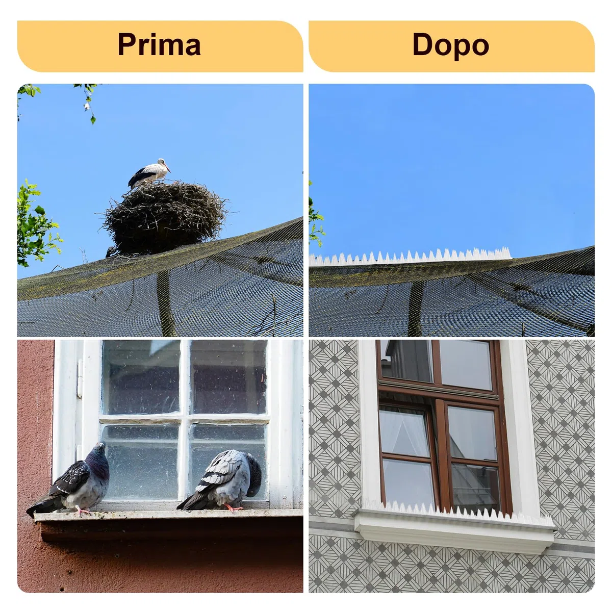OFFO Dissuasori Piccioni, Spuntoni per Piccioni 7,5m,Piccioni Dissuasori Balcone,Dissuasore per Piccioni per Balconi, Tetti, Finestre e Recinzioni, Trasparente