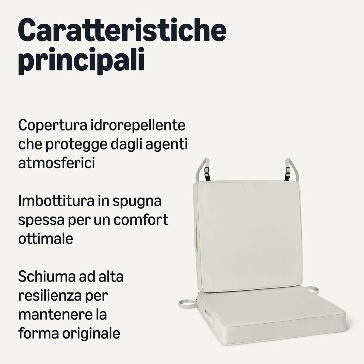Amazon Basics - Cuscino per Sedia da Giardino. 55.9x55.9x7.6 cm. Beige. Confezione da 2