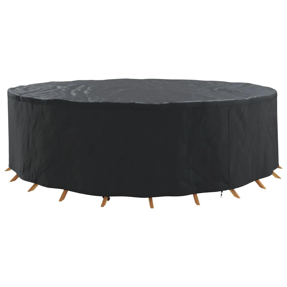 Custodia rotonda impermeabile nera 320 x 320 x 71 cm tessuto Oxford | Chiusura a pressione, cuciture rinforzate, borsa per il trasporto inclusa, per giardino terrazzo patio