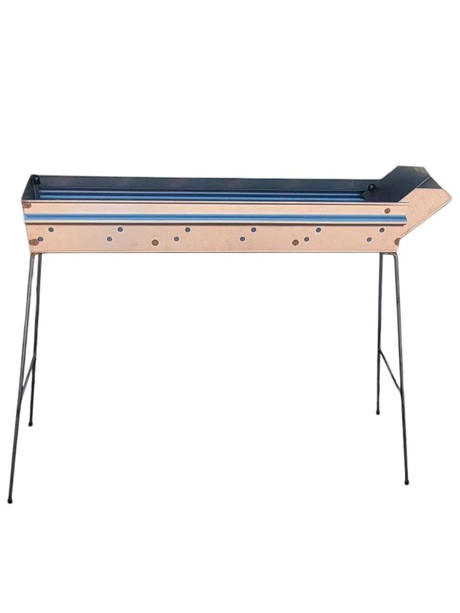 Canaletta Arrosticini Empotec Fornacella a Carbone Cottura Carne Spiedini, Gambe Pieghevoli, Ottimo Materiale Qualità Lunghezza 80cm Colore Grigio Grill BBQ Barbecue Abruzzo MADE IN ITALY