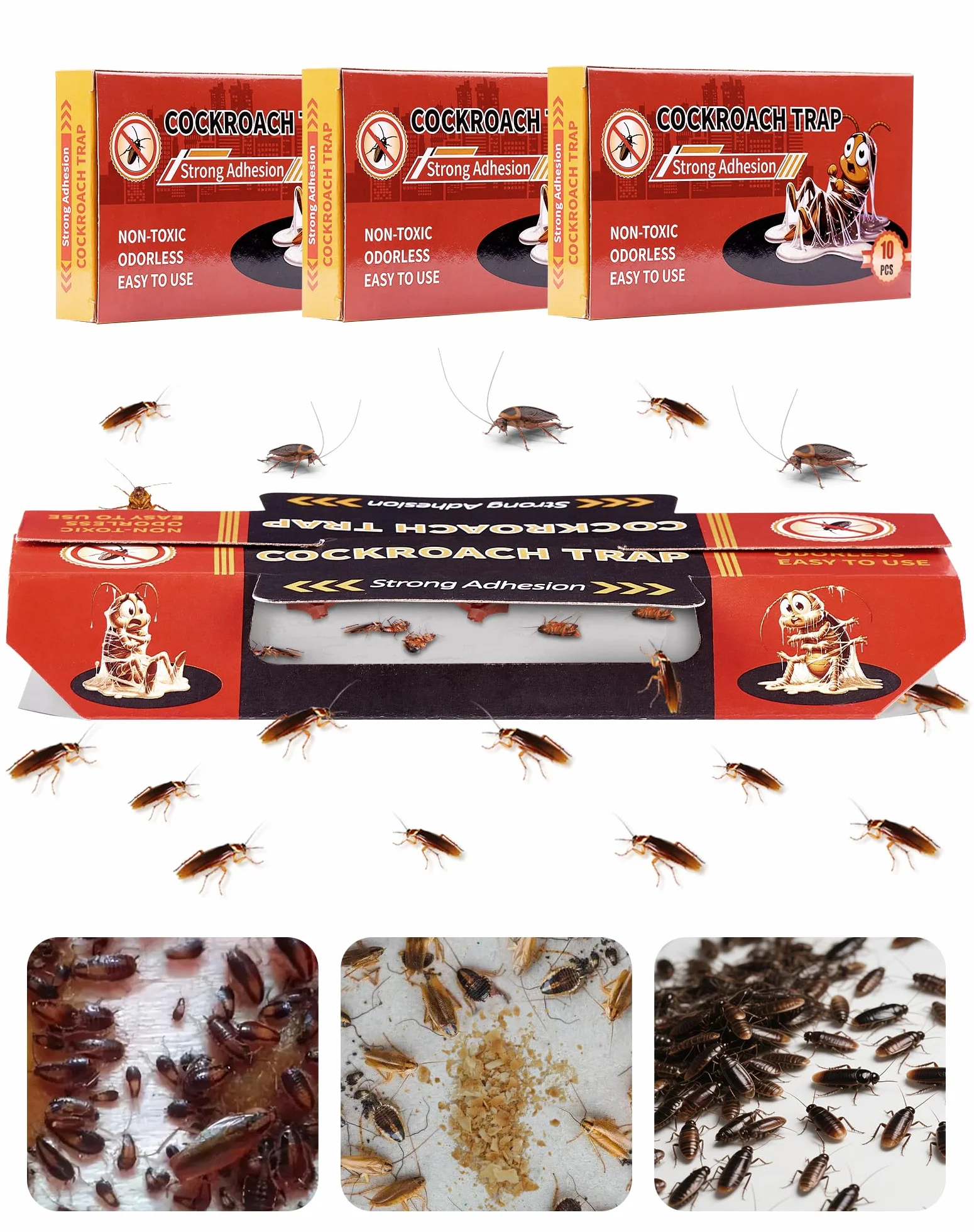 30 Pezzi Trappole Scarafaggi e Blatte Trappola per Eliminare Scarafaggio Atossico e Insapore Anti Blatte per Casa, Cucina, Bagno, Soggiorno, Armadio, Ufficio, Proteggere Bambini e Animali Domestici