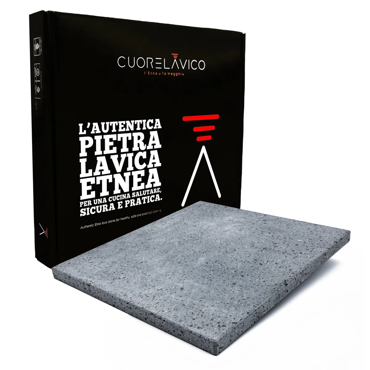 CUORE LAVICO - PIETRA REFRATTARIA PER PER PIZZA DA FORNO IN PIETRA LAVICA ETNEA PER PANE E PIZZA 39X35X2 CM - COTTURA NATURALE MIGLIORE PIETRA OLLARE PER FORNO CUCINA E BARBECUE