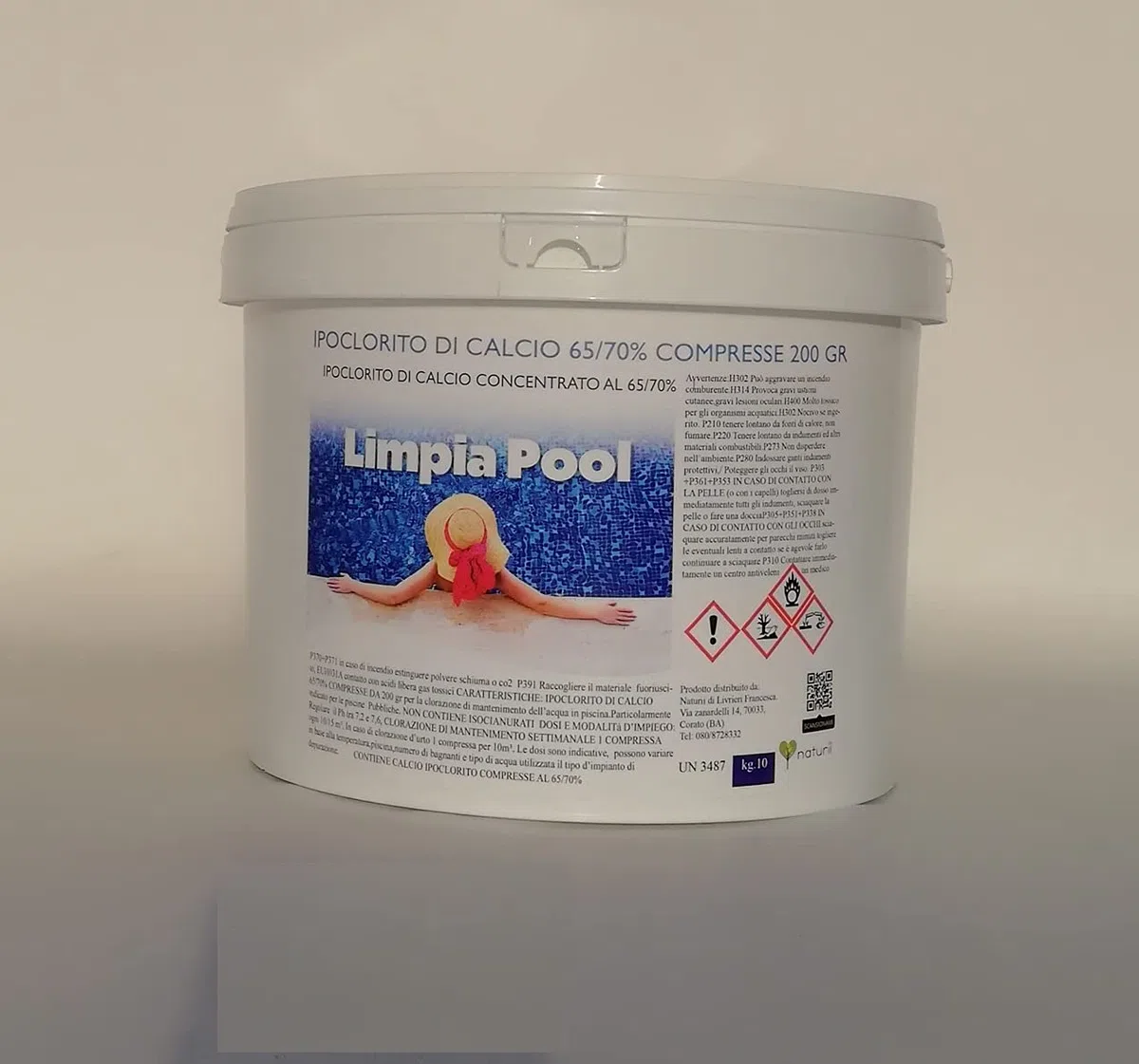 Limpia Pool 10 kg ipoclorito di calcio pastiglie 200gr. compresse pastiglioni per Acqua piscina