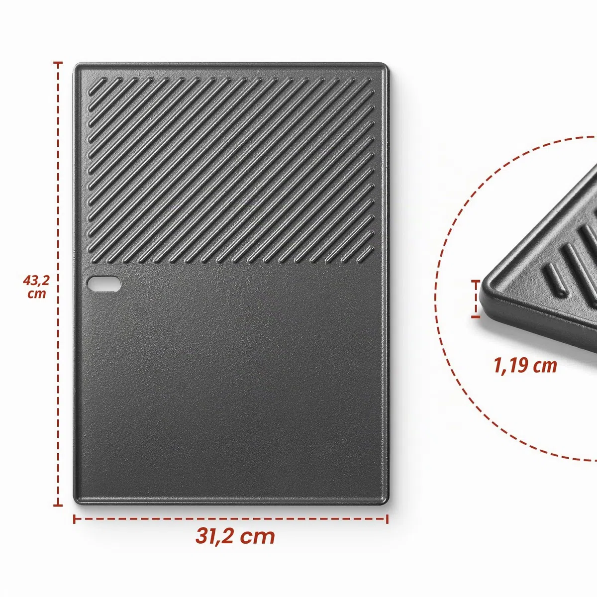 Piastra in ghisa, 43,5 x 31,5 cm, ricambio per bruciatori Landmann Triton 3/4, Enders Broil King Baron/Monroe PRO 4, Boston 4/6