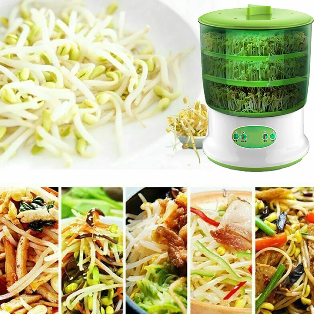 Macchina Automatica Per La Coltivazione Dei Fagioli Sprouter, Germogliatore Domestico, Strumenti Di Germinazione Di Grande Capacità, Con Sistema Di Irrigazione Automatica (EU,3 Layer)